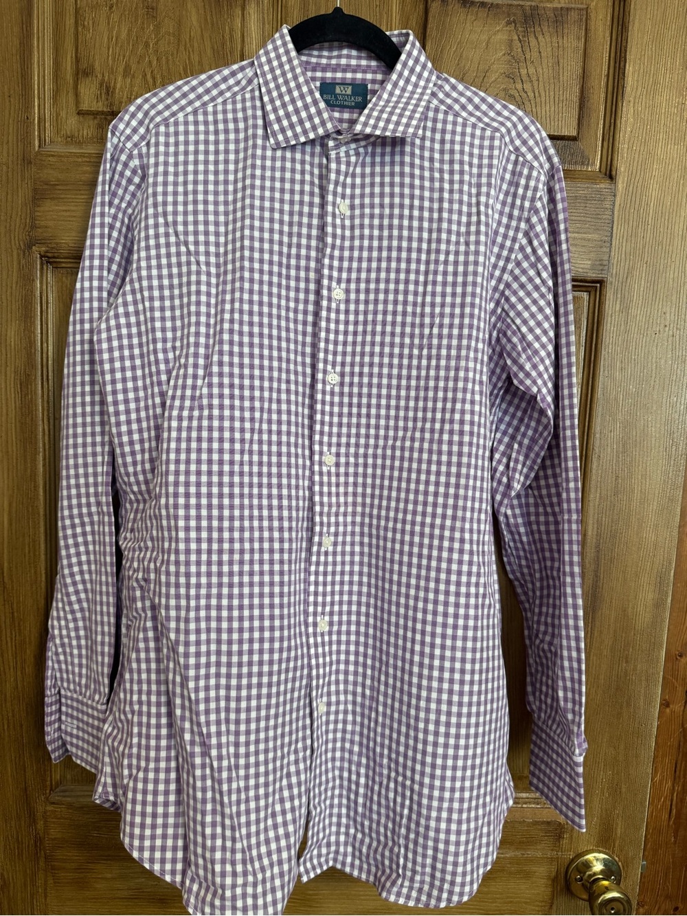 Bill Walker Clothier Plum/Purple & White Gingham Dress Shirt